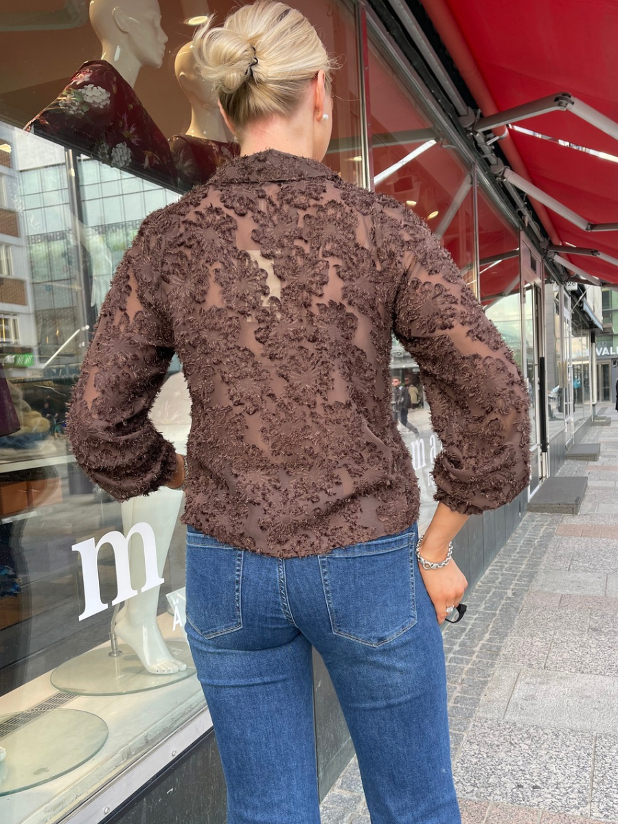 Fringes paitapusero, ruskea ja burgundy