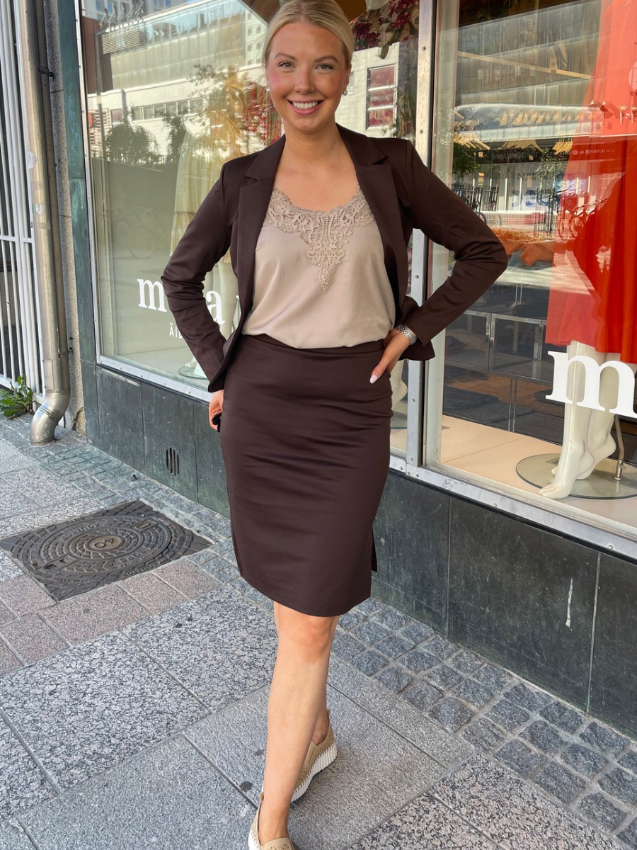 Kaffe Jenny jerseybleiseri, ruskea