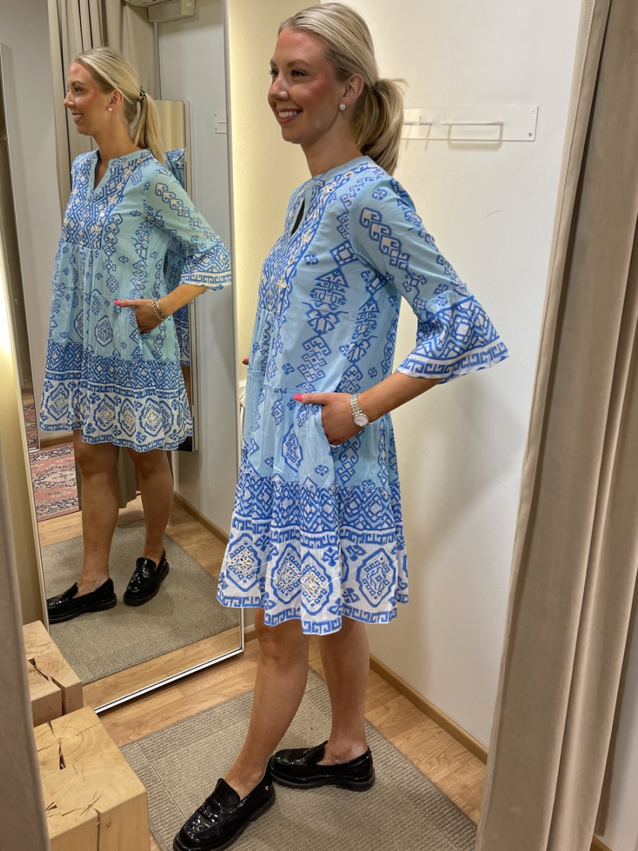 Orientique x Escape, Carla Blue Dress Layers Frill Sleeve 40140