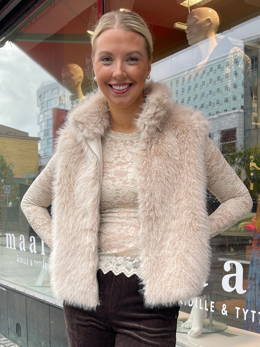 Karvaliivi vetoketjulla, beige