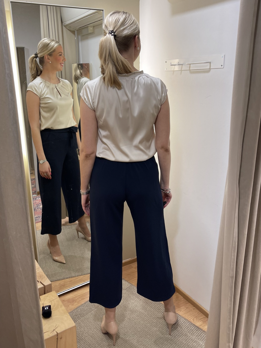 KA Phoebe Cropped housut, musta, tummansininen ja beige