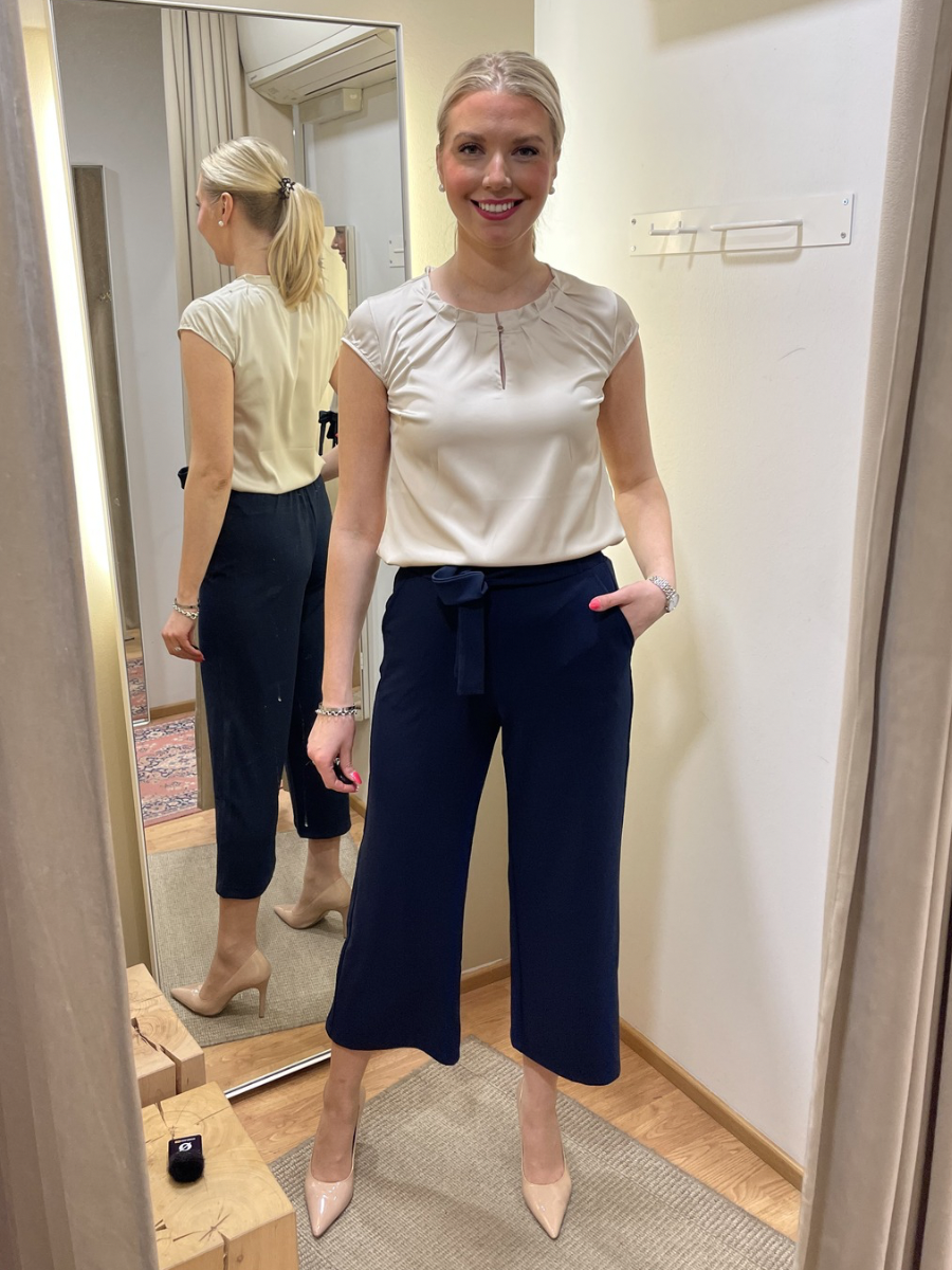KA Phoebe Cropped housut, musta, tummansininen ja beige