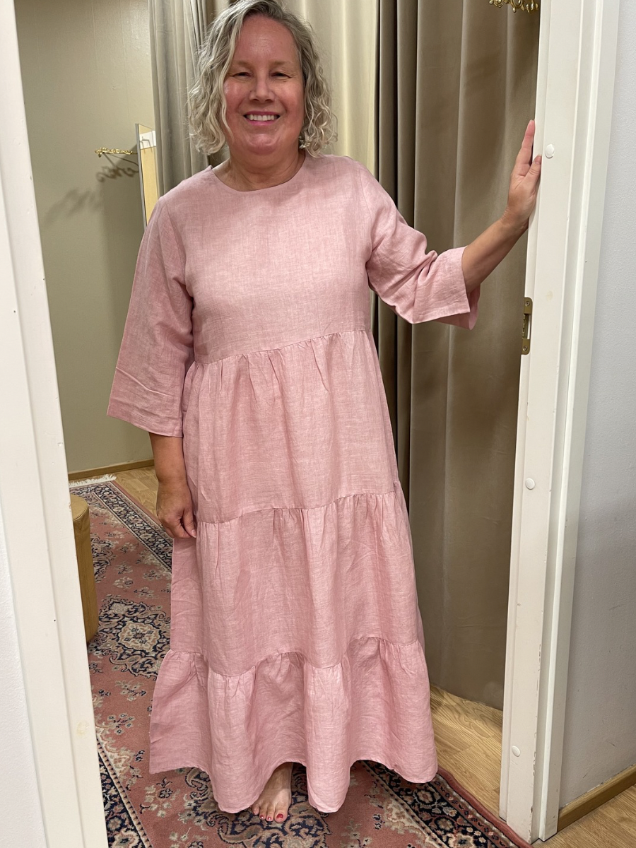 LAV Petunia pellavamekko, oliivi ja roosa