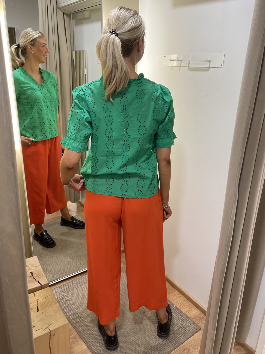 Kaffe Dona puuvillapusero, vaaleanpunainen ja vihreä