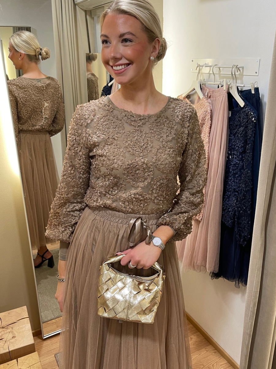 Ruusutarha pusero Taupe, vanha roosa, luonnonvalkoinen, vaaleansininen ja tummansininen