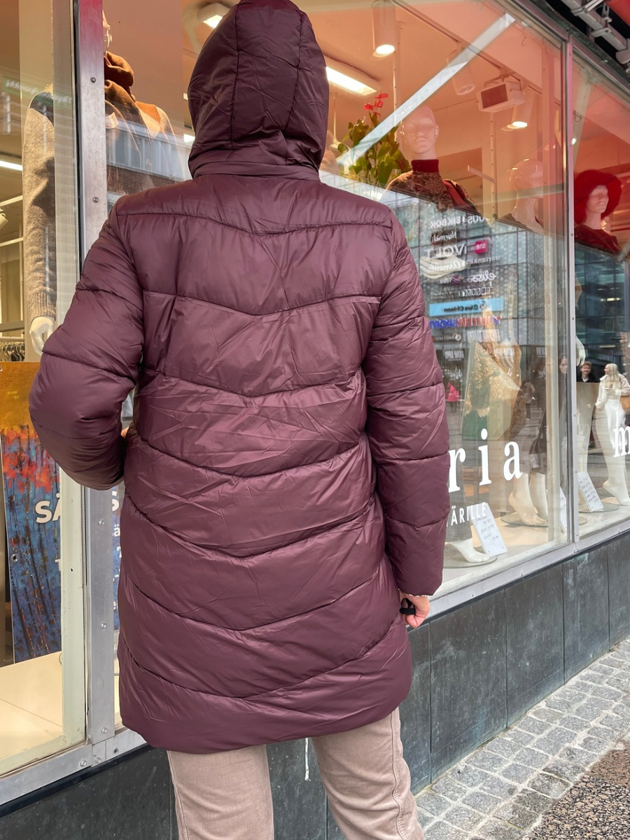 Susanne pitkä toppatakki, metsänvihreä ja fudge