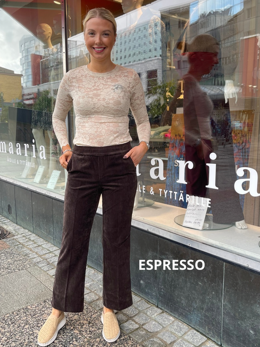 Claudette samettihousut 8W Espresso, Muta ja Harmaa