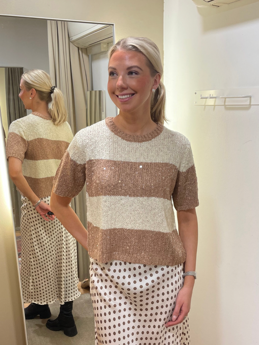 Esqualo lyhythihainen neulepusero, Raita