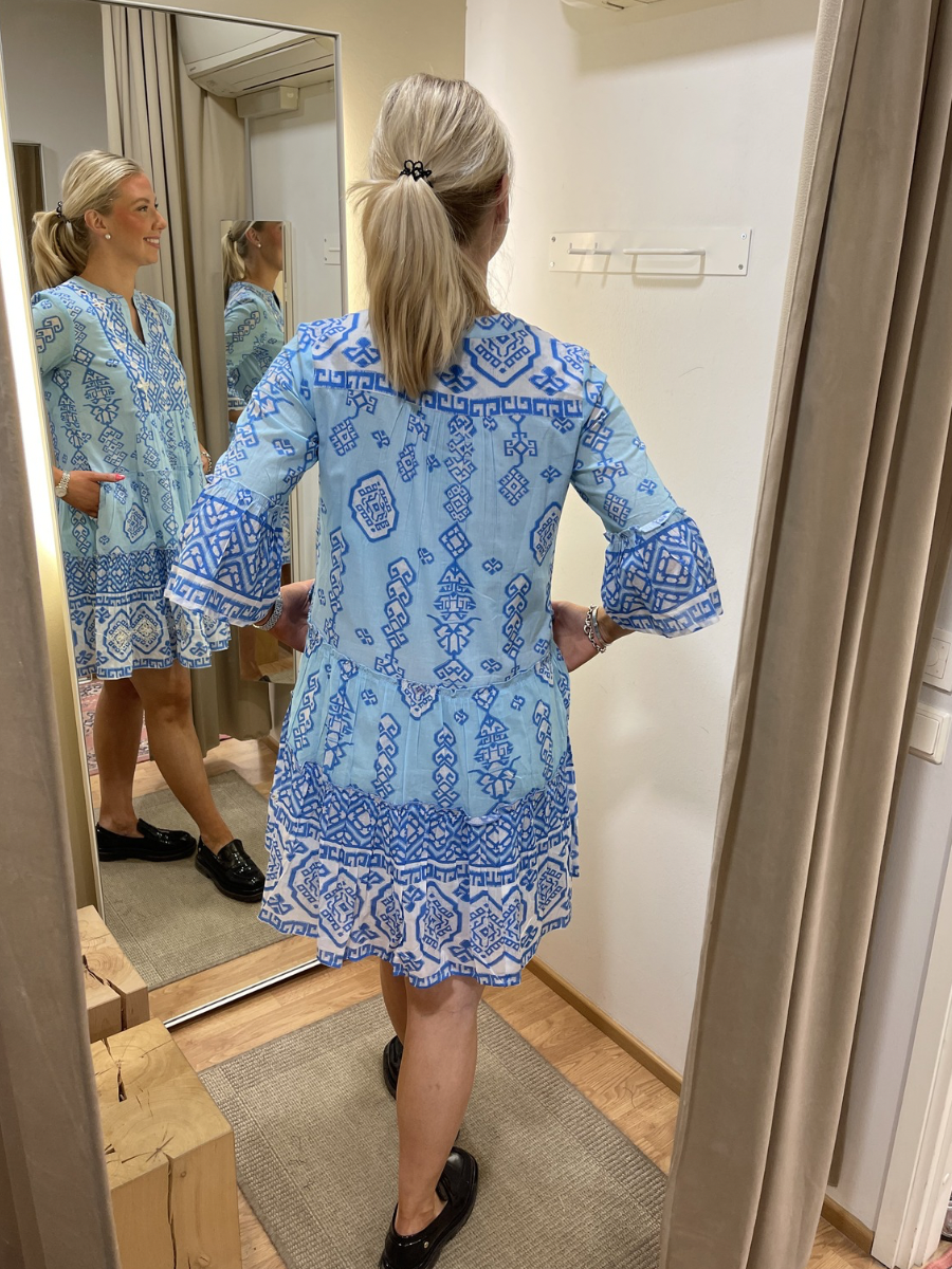 Orientique x Escape, Carla Blue Dress Layers Frill Sleeve 40140