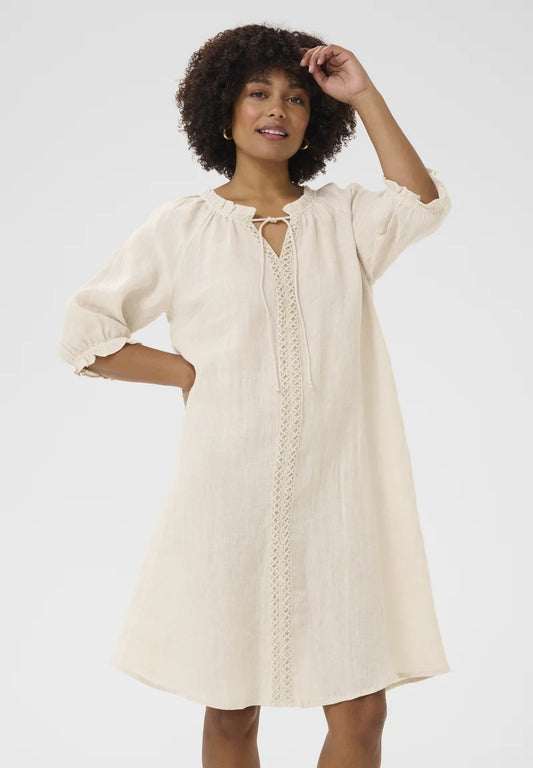 Bellis Lace pellavamekko: vihreä tee, musta ja beige