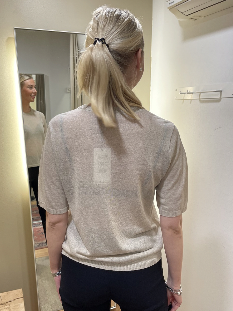 KA Linn Knit Pullover neulepusero, vaalea ja musta