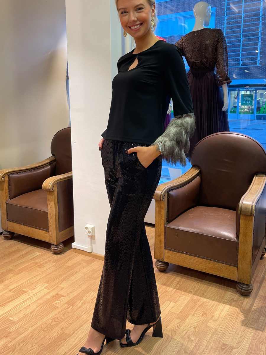 Ana Alcazar paljettihousut, musta 050777-3561