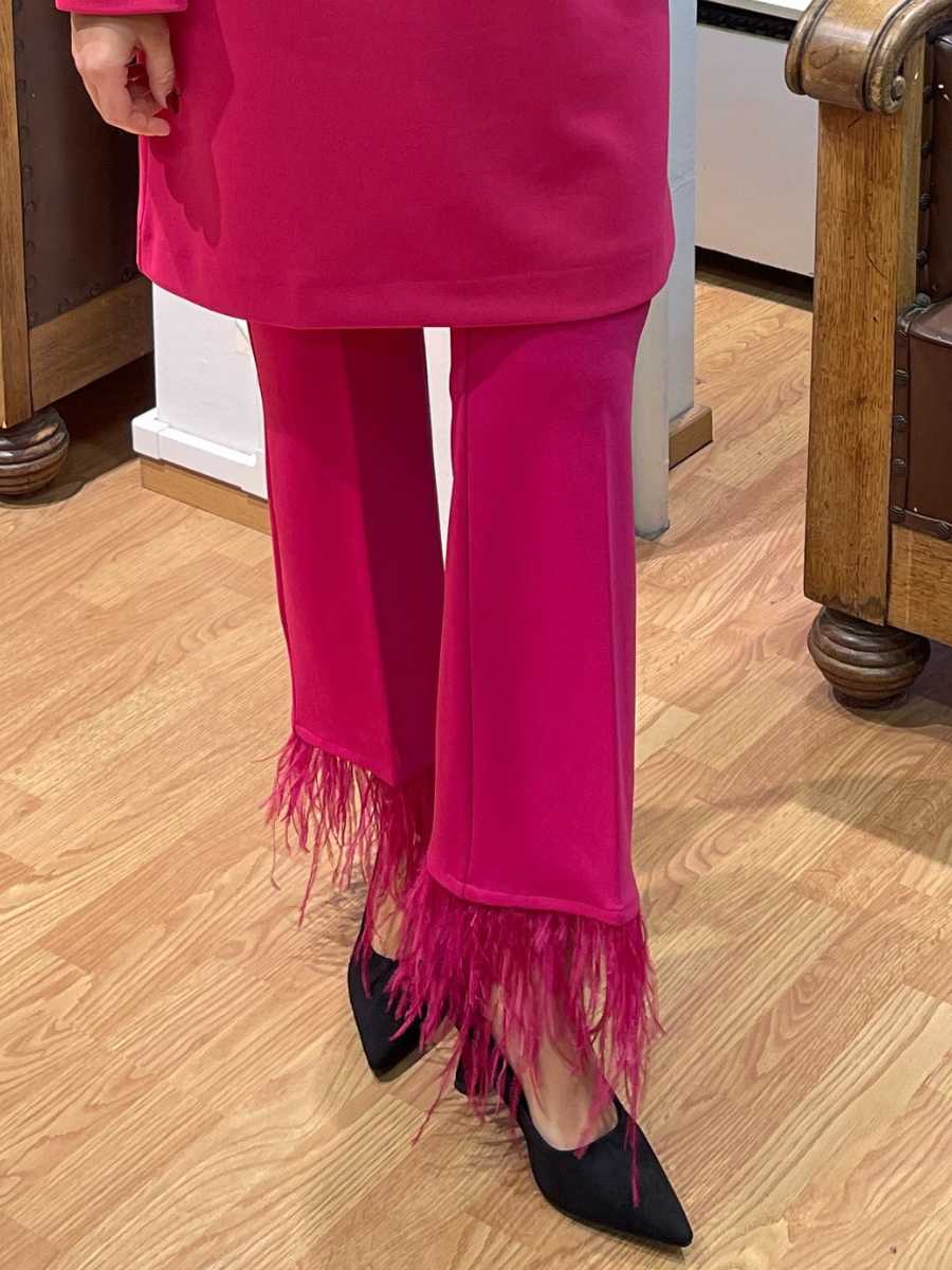 Ana Alcazar jerseyhousut höyhenillä 050201-3426 fuksianpunainen