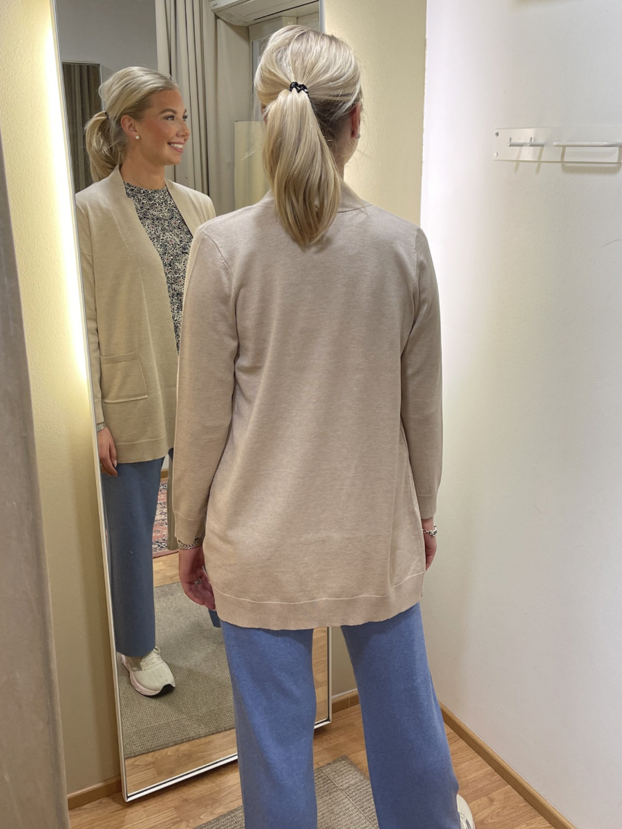 BX neuletakki lounge, beige ja tummansininen