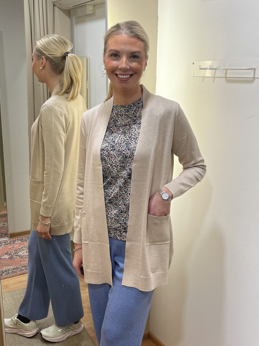 BX neuletakki lounge, beige ja tummansininen