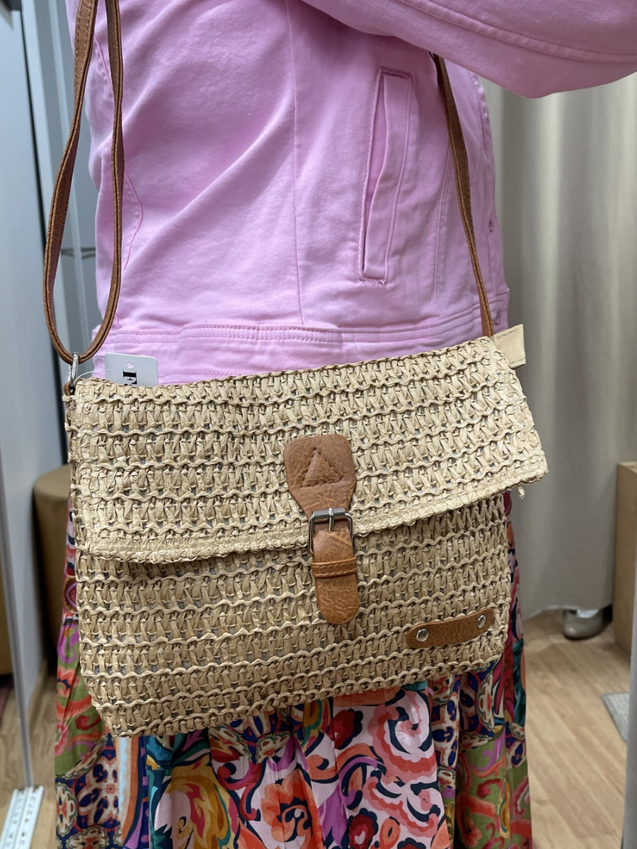 Olkalaukku, beige ja kameli