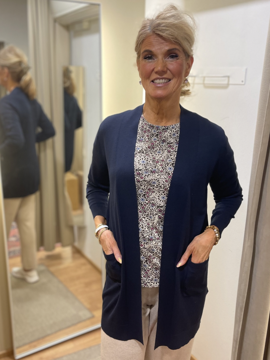 BX neuletakki lounge, beige ja tummansininen