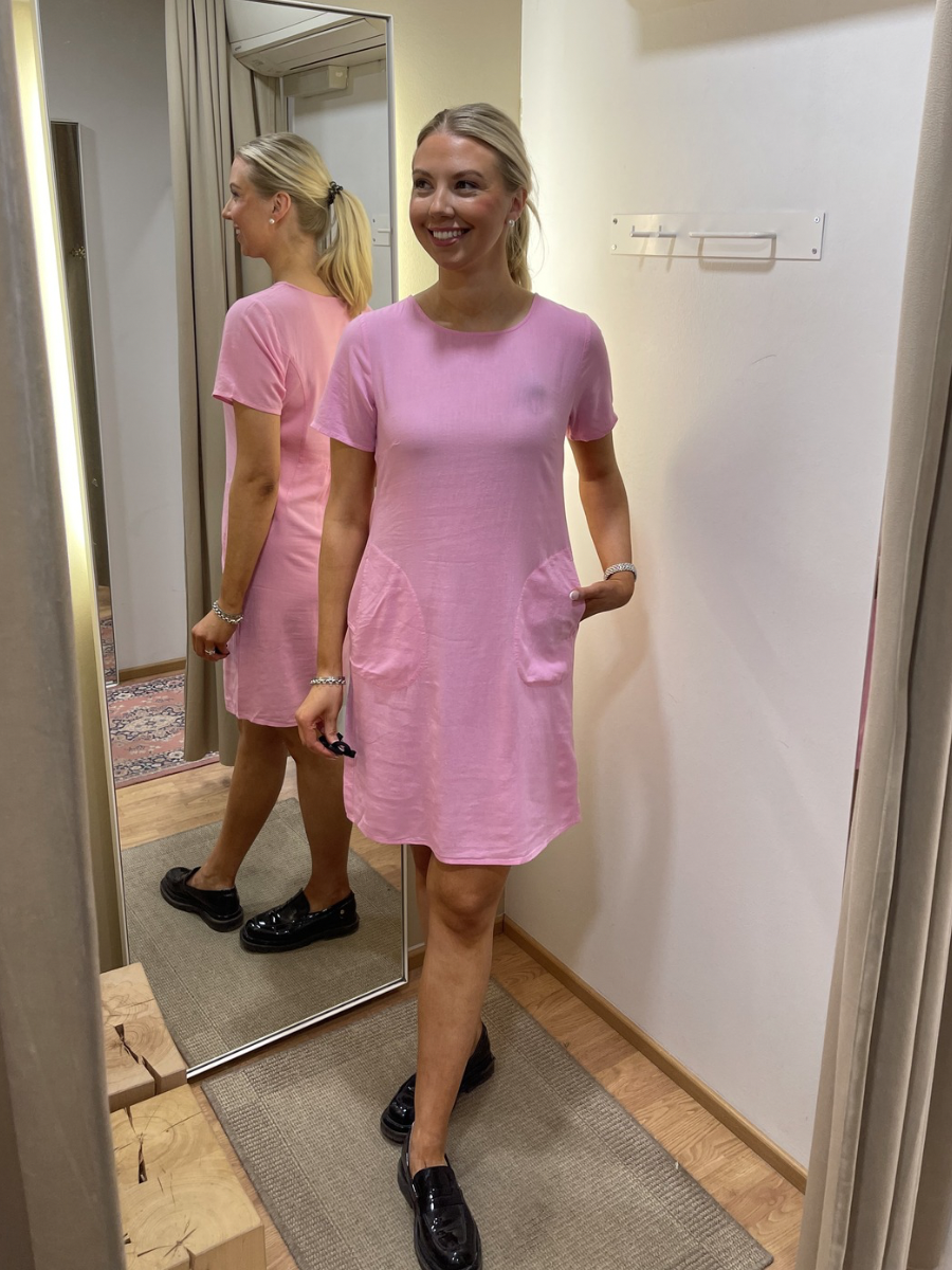 Kaffe Milia pellavasekoitemekko, Pinkki ja oranssinpunainen