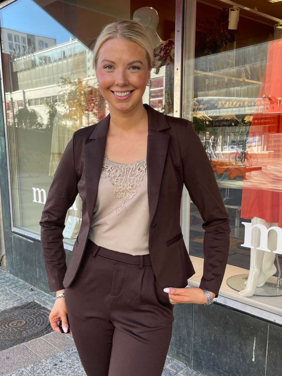 Kaffe Jenny jerseybleiseri, ruskea
