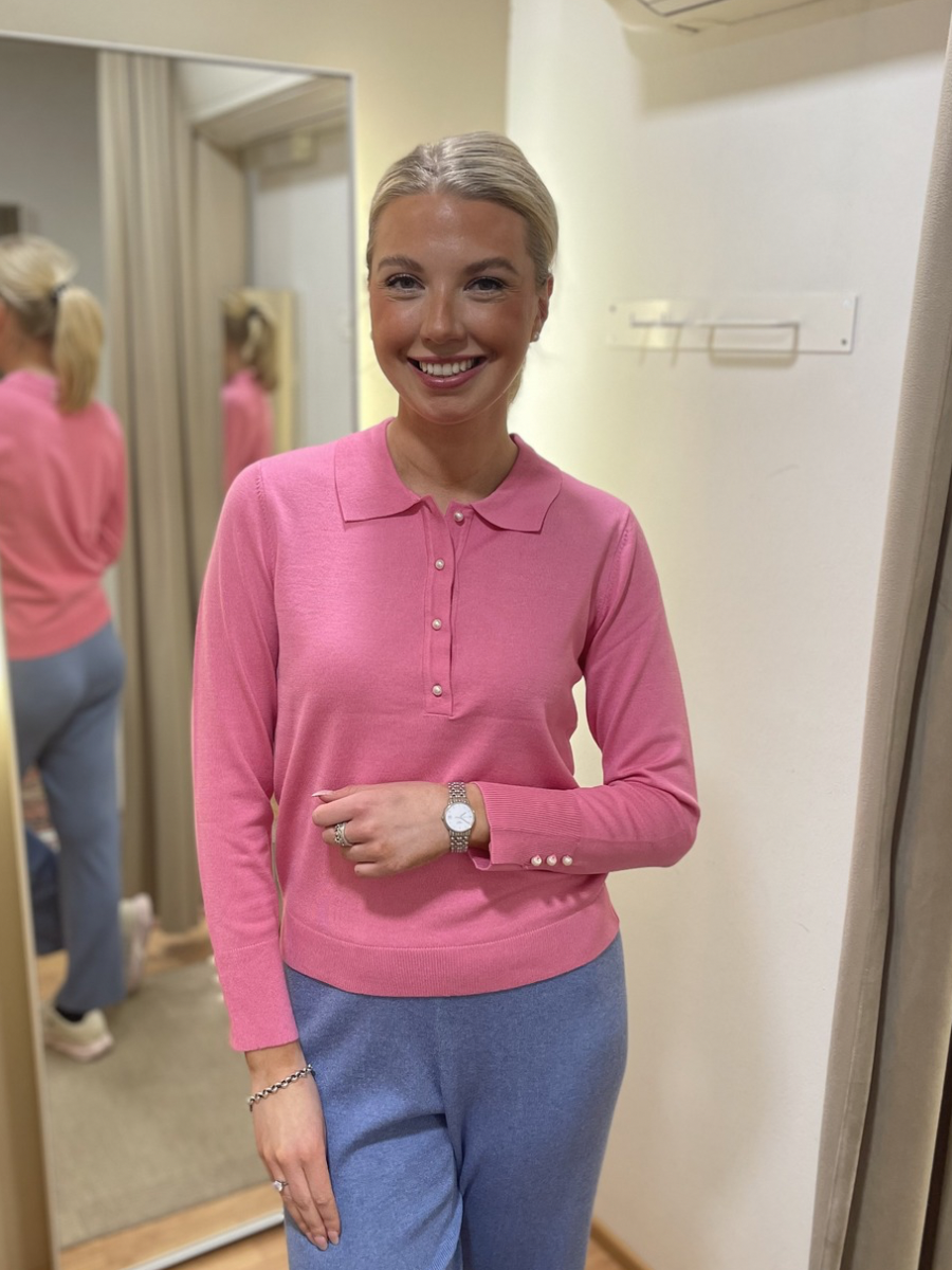 Jensen lounge neulepusero kauluksella, eri värejä