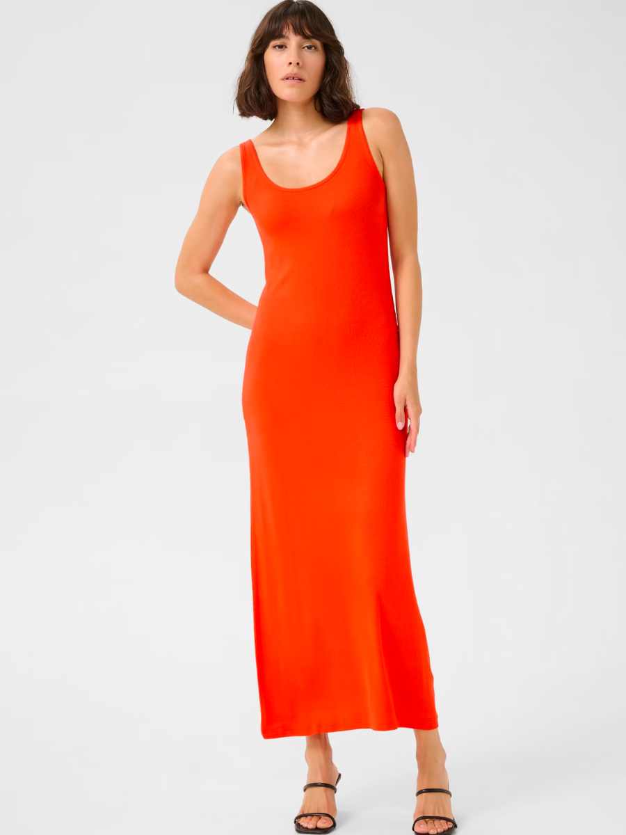 Kaffe Carmin trikoomekko, oranssi ja musta