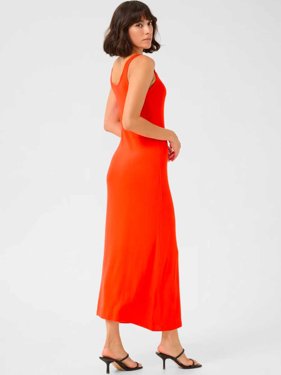 Kaffe Carmin trikoomekko, oranssi ja musta