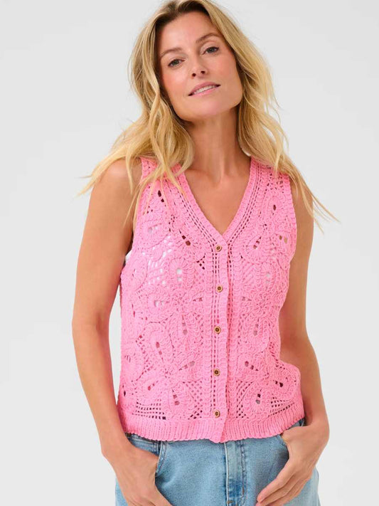 Cream Kittie neuleliivi, Pinkki ja luonnonvalkoinen