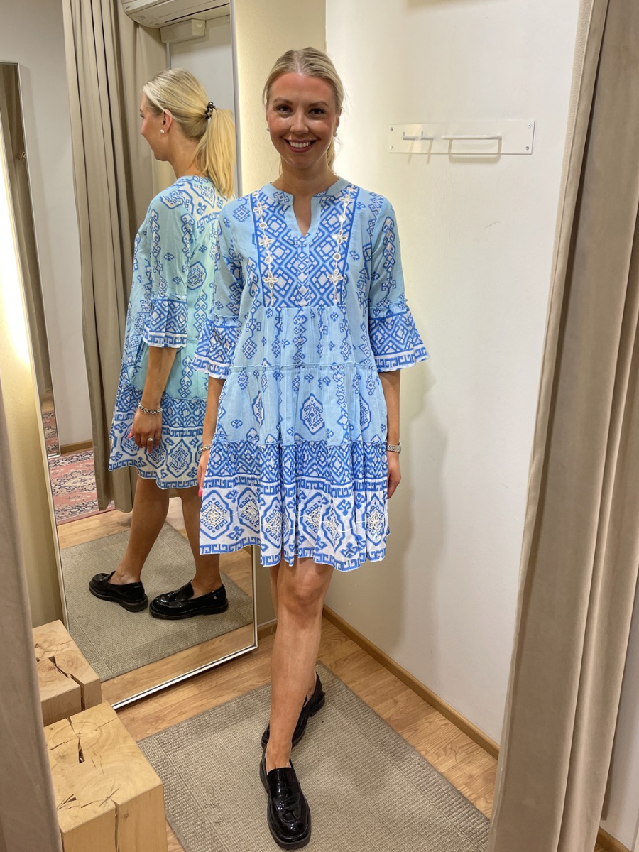 Orientique x Escape, Carla Blue Dress Layers Frill Sleeve 40140