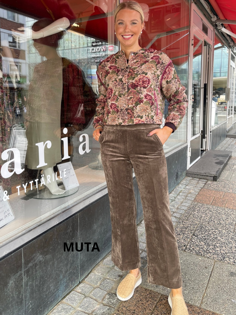 Claudette samettihousut 8W Espresso, Muta ja Harmaa