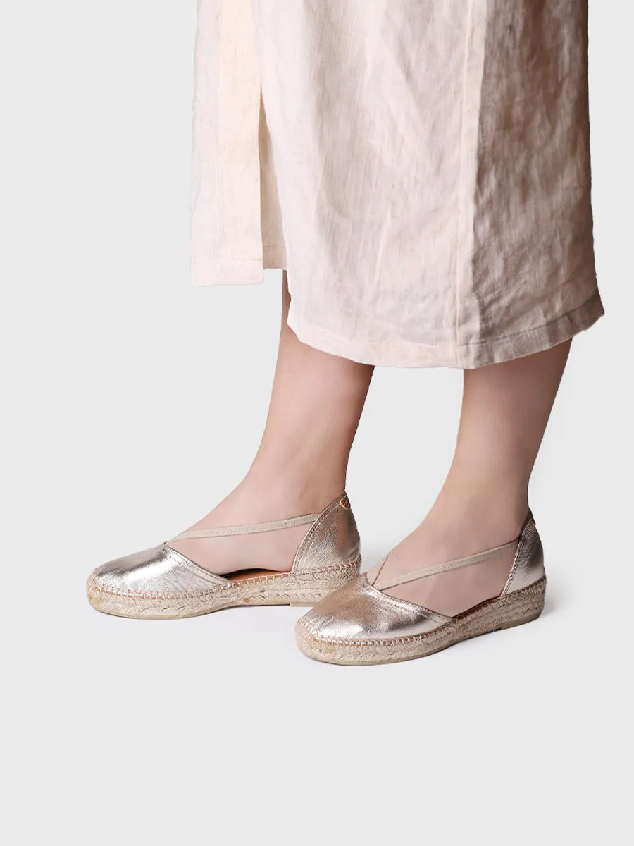 Toni Pons ERLA-P nahkaiset espadrillot, Plati/kulta