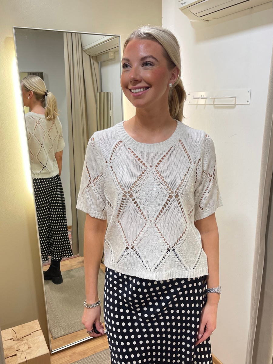 Esqualo lyhythihainen neulepusero, valkoinen