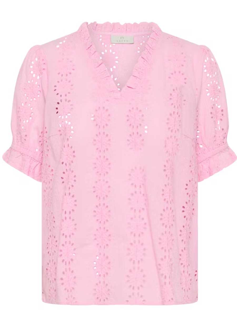 Kaffe Dona puuvillapusero, vaaleanpunainen ja vihreä