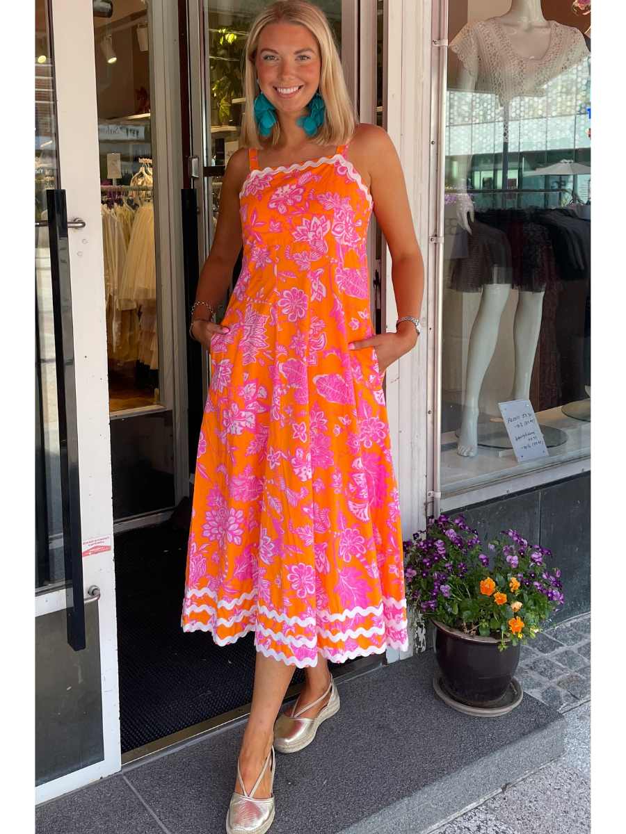 Orientique x Escape Layla pitkä mekko, oranssi