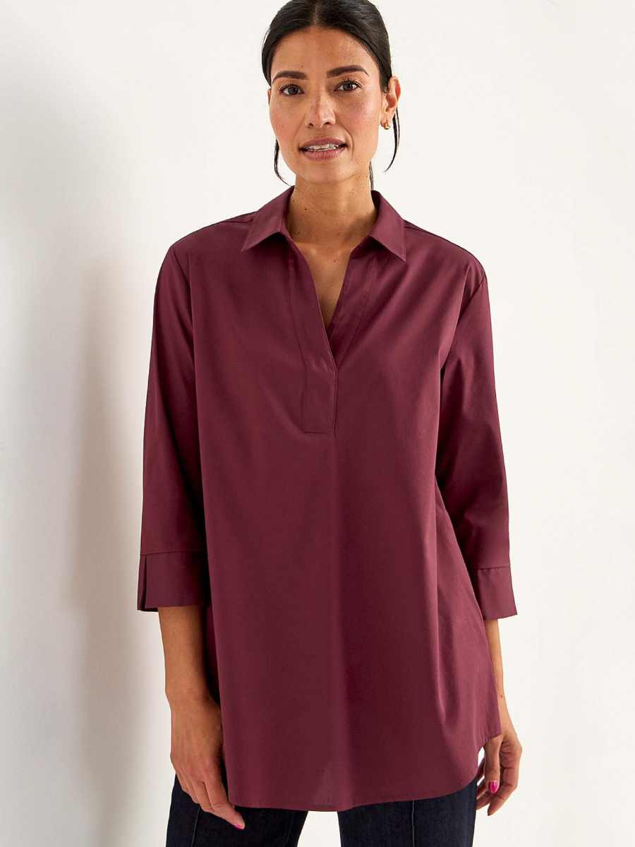 Popliinitunika, viininpunainen ja vihreä