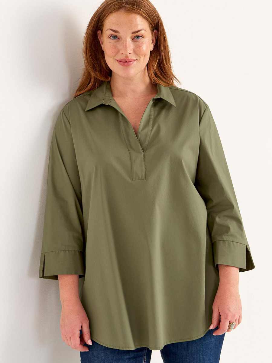 Popliinitunika, viininpunainen ja vihreä