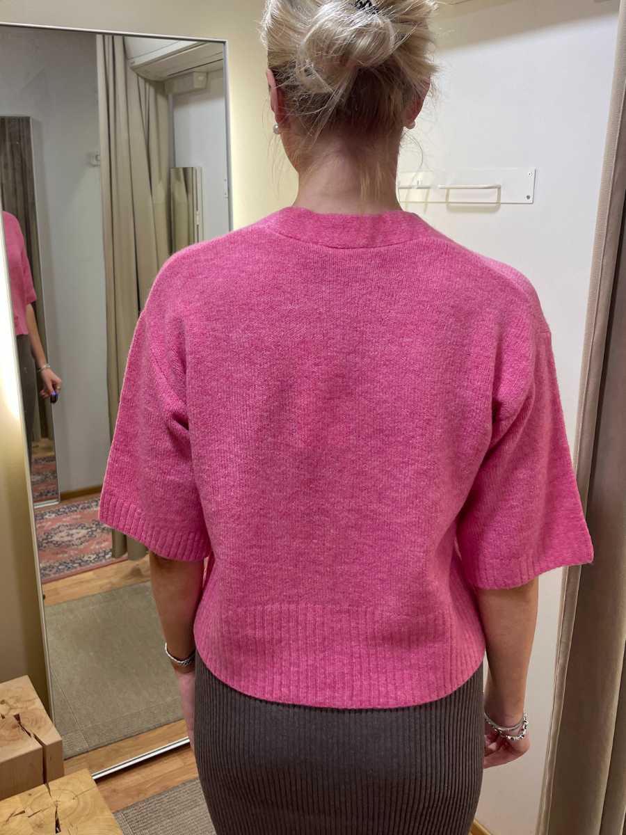 Rosie neuletakki, Vaalea taupe ja pinkki