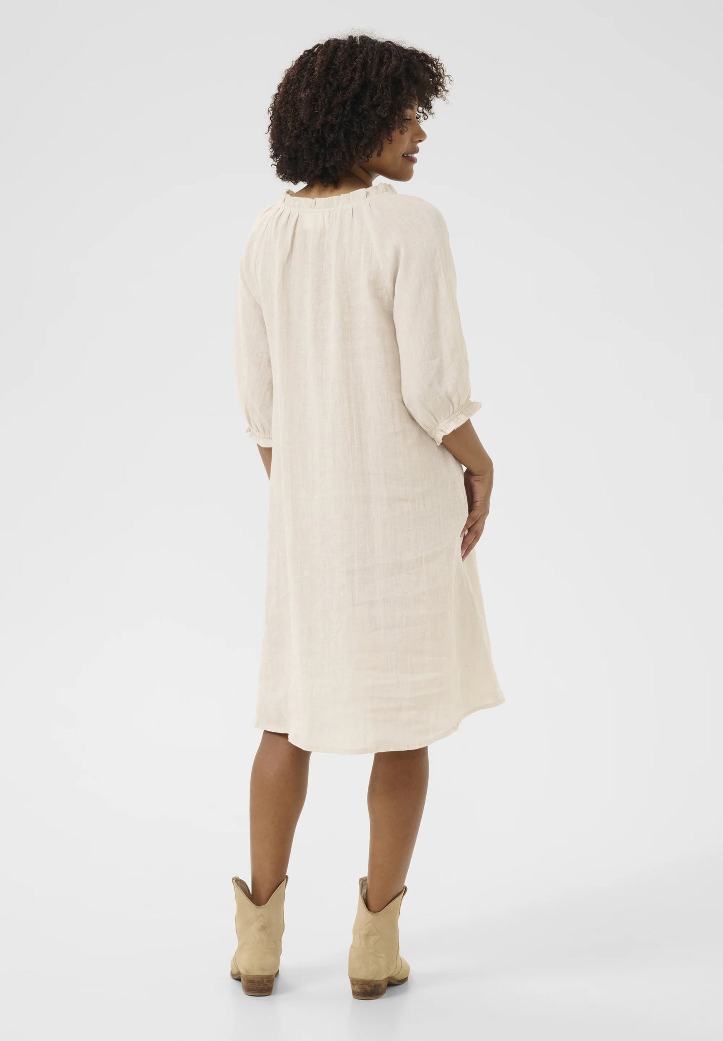 Bellis Lace pellavamekko: vihreä tee, musta ja beige